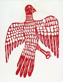 Artist: Artist unknown | Title: Flying bird | Date: 1970s | Technique: woodcut, printed in black ink, from one block