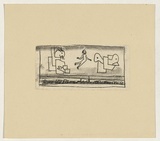 Artist: Hirschfeld Mack, Ludwig. | Title: not titled [Figure and animals in sky over city scene] | Date: (c.1922) | Technique: transfer print