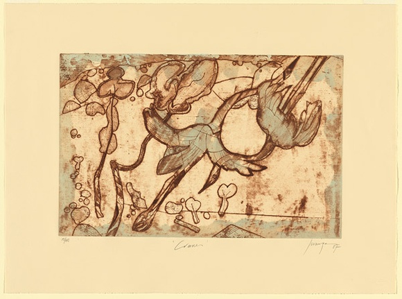 Artist: b'Juniper, Robert.' | Title: b'Cranes' | Date: 1988 | Technique: b'etching, printed in black ink, from one plate'