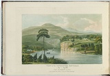 Artist: LYCETT, Joseph | Title: View of the Governor's Retreat, New Norfolk, Van Diemen's Land. | Date: 1825 | Technique: etching and aquatint, printed in black ink, from one copper plate; hand-coloured