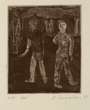 Artist: Birmingham, Richard. | Title: not titled [2 figures standing] | Date: 1989 | Technique: etching, printed in black ink, from one block