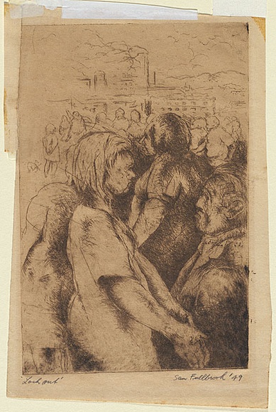 Artist: b'Fullbrook, Sam.' | Title: b'Lockout.' | Date: 1949 | Technique: b'etching, printed in brown ink, from one  plate'