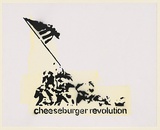 Artist: Stark, Al. | Title: Cheeseburger revolution. | Date: 2004 | Technique: stencil, printed in black ink, from one stencil; white painted background