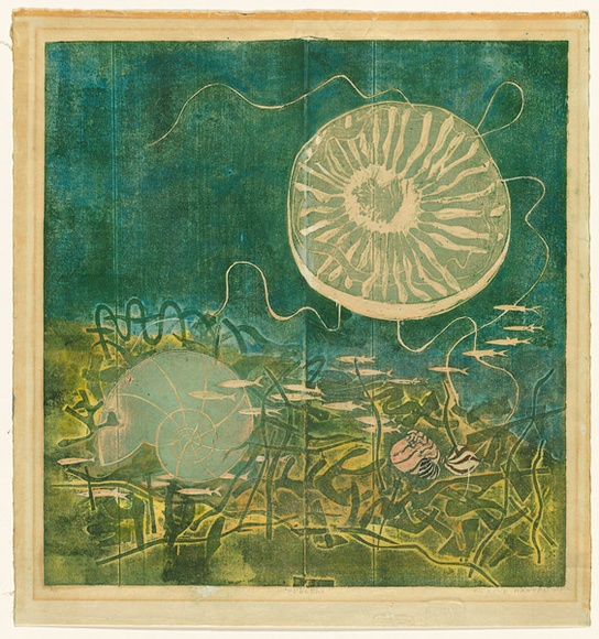 Title: b'Medusae' | Date: 1972 | Technique: b'collograph, printed in colour, from multiple blocks'