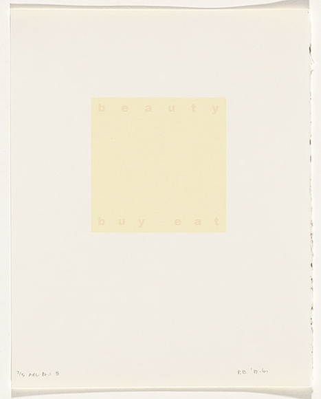 Artist: Burgess, Peter. | Title: beauty: buy eat. | Date: 2001 | Technique: computer generated inkjet prints, printed in colour, from digital files