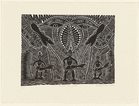 Artist: b'Missy, Billy.' | Title: b'Dioum Aw Nurr' | Date: 2000 | Technique: b'linocut, printed in black ink, from one block'