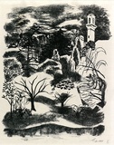 Artist: b'WALL, Edith' | Title: b'Treasury Gardens.' | Date: (1950's) | Technique: b'lithograph, printed in black ink, from one plate' | Copyright: b'Courtesy of the artist'