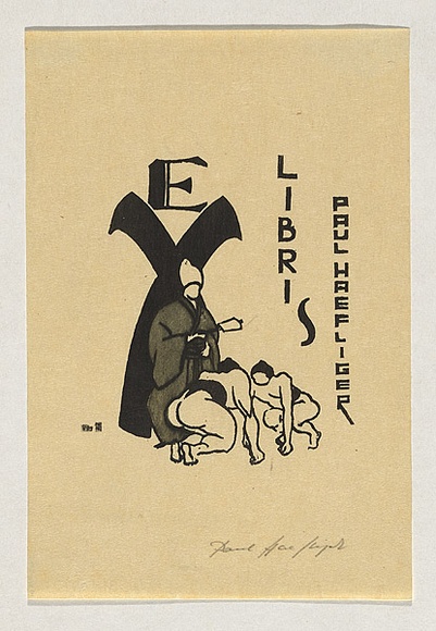 Artist: b'Haefliger, Paul.' | Title: b'Bookplate: Paul Haefliger' | Date: 1931-33 | Technique: b'woodcut, printed in black ink, from one block'