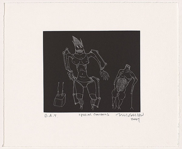 Artist: b'Cullen, Adam.' | Title: b'Special concerns.' | Date: 2001 | Technique: b'relief-etching, printed in black ink, from one plate'