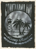 Artist: b'SIXTEN,' | Title: b'Guantanamo Bay Resort.' | Date: 2003 | Technique: b'stencil, printed in white ink, from one stencil'