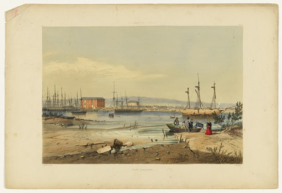 Artist: b'Angas, George French.' | Title: b'Port Adelaide.' | Date: 1846-47 | Technique: b'lithograph, printed in colour, from multiple stones; varnish highlights by brush'