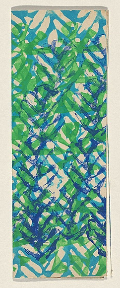 Title: Card: Christmas | Technique: stamp, printed in green, dark blue and light blue, from three blocks