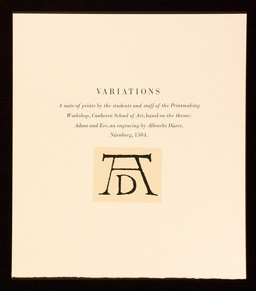 Artist: b'VARIOUS ARTISTS' | Title: b'Variations.' | Date: 1988 | Technique: b'etchings; woodcuts'