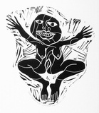 Artist: HANRAHAN, Barbara | Title: Small woman | Date: 1987 | Technique: linocut, printed in black ink, from one block