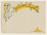 Title: Card: Man dancing | Technique: etching, printed in black and yellow ink, from two plates