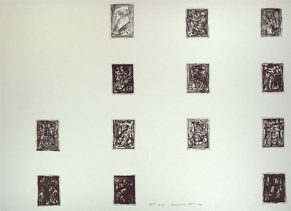 Artist: b'Leti, Bruno.' | Title: b'not titled [series of rectangles containing abstract designs]' | Date: 1992, October | Technique: b'lithograph, printed in black ink, from one stone'