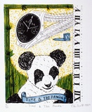 Artist: b'Chilcott, Gavin.' | Title: b'Time and the panda.' | Date: 1987 | Technique: b'lithograph, printed in colour, from multiple stones'