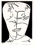 Artist: b'Burgess, Jeff.' | Title: b'Human head.' | Date: 1982 | Technique: b'linocut, printed in black ink, from one block'