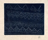 Artist: b'Wahdu Saietow.' | Title: bWomen's keep-good-health motifs for embroidery | Date: 1991 | Technique: b'relief-etching, printed in blue ink, from one plate'