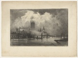 Artist: b'FULLWOOD, A.H.' | Title: b'Houses of Parliament, London.' | Date: 1907 | Technique: b'lithograph, printed in black ink, from one stone'