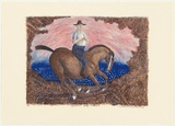 Artist: b'Robinson, William.' | Title: b'Equestrian self portrait' | Date: 2004 | Technique: b'lithograph, printed in colour, from multiple stones'