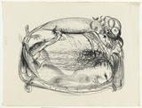 Artist: b'BOYD, Arthur' | Title: b'not titled [Nude female on sofa with beast].' | Date: 1960-70 | Technique: b'lithograph, printed in black ink, from one stone [or plate]' | Copyright: b'Reproduced with permission of Bundanon Trust'