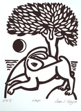 Artist: b'Heng, Euan.' | Title: b'Leap' | Date: 1999, August | Technique: b'linocut, printed in black ink, from one block'