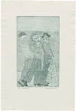 Artist: WALKER, Murray | Title: Three women waiting. | Date: 1973 | Technique: etching, printed in blue ink, from one plate