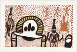 Artist: KARADADA, Rosie | Title: not titled [Wandjina with figures] | Date: 1996 | Technique: lithograph, printed in colour, from multiple plates