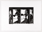 Artist: b'Armstrong, Ian.' | Title: b'Racing stalls.' | Date: 1988 | Technique: b'woodcut, printed in black ink, from one block'