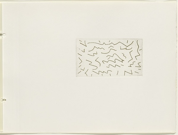 Artist: b'JACKS, Robert' | Title: b'not titled [abstract linear composition]. [leaf 21 : recto].' | Date: 1978 | Technique: b'etching, printed in black ink, from one plate'