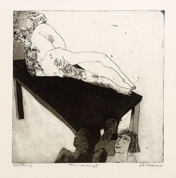 Artist: b'BALDESSIN, George' | Title: b'Viridiana II.' | Date: 1965 | Technique: b'etching, aquatint and burnishing, printed in black ink, from one plate'
