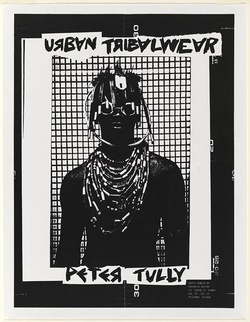 Artist: b'McDiarmid, David.' | Title: b'Urban Tribalwear, Craft Council of Australia Gallery' | Date: 1981 | Technique: b'screenprint' | Copyright: b'Courtesy of copyright owner, Merlene Gibson (sister)'