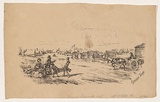 Artist: b'Thomas, Edmund.' | Title: b'Canvass Town (St Kilda Road)' | Date: 1853 | Technique: b'pen-lithograph, printed in black ink, from one stone'