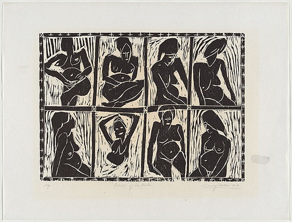 Artist: b'WALKER, Murray' | Title: b'Eight studies of Sue Walker.' | Date: 1964 | Technique: b'woodcut, printed in black ink, from one block'