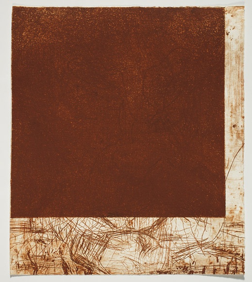 Artist: b'PARR, Mike' | Title: b'Alphabet/Haemorrhage.' | Date: 1992-93 | Technique: b'etching, printed in red ochre ink, from one plate'