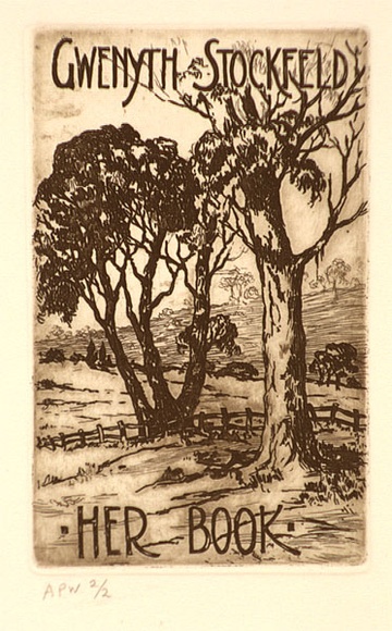 Artist: Stockfeld, R.H. | Title: Gwyneth Stockfeld - her book | Date: c.1935 | Technique: engraving, printed in brown ink, from one plate