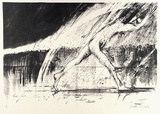 Artist: BOYD, Arthur | Title: (Figure running in the rain). | Date: (1978) | Technique: lithograph, printed in black ink, from one stone [or plate]