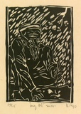 Artist: b'Nguyen, Tuyet Bach.' | Title: b'Ong do xuan [An old scholar]' | Date: 1990 | Technique: b'linocut, printed in black ink, from one block'