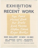 Artist: b'Marsden, David' | Title: b'Exhibition of recent work. Age Gallery, Melbourne' | Date: 1972 | Technique: b'woodblock and screenprint, printed in colour, from multiple stencils'