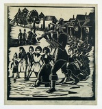 Artist: Allen, Joyce. | Title: The Pied Piper. | Date: 1947 | Technique: linocut, printed in black ink, from one block