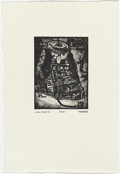 Artist: b'Ralph, Timothy' | Title: b'Babel' | Date: 1987 | Technique: b'etching and aquatint, printed in black ink with plate-tone, from one plate' | Copyright: b'\xc2\xa9 Timothy Ralph. Licensed by VISCOPY, Australia'