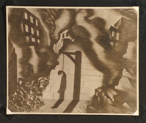 Artist: b'Bainbridge, John.' | Title: b'(silhouette of a hanged man).' | Date: (1942-45)