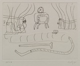 Artist: Risley, Tom. | Title: not titled [crocodile] [set of 3 etchings #3] | Date: 1990 | Technique: etching, printed in black ink, from one plate; with embossing