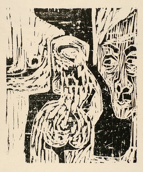 Artist: b'LAWTON, Tina' | Title: b'not titled' | Date: c.1963 | Technique: b'linocut, printed in black ink, from one block'