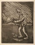 Artist: b'de Kesler, Thomas.' | Title: b'Going home.' | Date: 1959 | Technique: b'aquatint and drypoint, printed in brown ink with plate-tone, from one plate' | Copyright: b'\xc2\xa9 Thomas de Kessler'