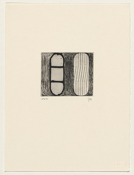 Artist: b'Friend, Ian.' | Title: b'not titled I (geometric forms)' | Date: 1989, May | Technique: b'etching and drypoint, printed in black ink, from one plate' | Copyright: b'\xc2\xa9 Ian Friend'