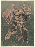 Artist: UNKNOWN, Artist | Title: Lizards. | Date: c.1940 | Technique: woodcut, printed in colour, from multiple blocks