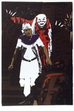 Artist: b'Upward, Peter.' | Title: bSadewa's servants are frightened by the presence of evil spirits | Date: 1974 | Technique: b'screenprint, printed in colour, from ten stencils'