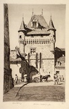 Artist: LINDSAY, Lionel | Title: The Cordeliers' Gate, Loches, France | Date: 1931 | Technique: etching, printed in black ink, from one plate | Copyright: Courtesy of the National Library of Australia